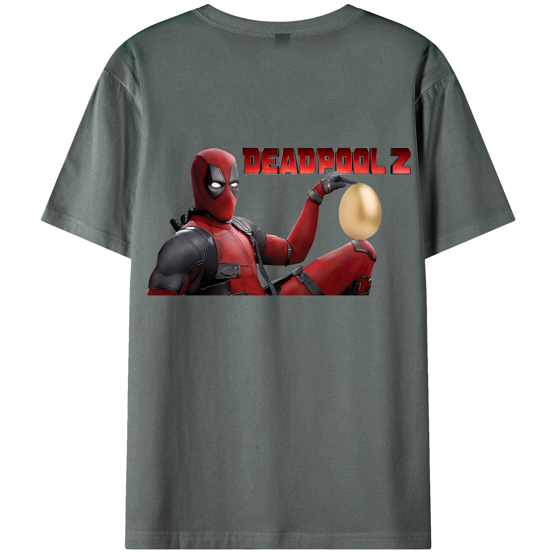 （画像用） Deadpool デッドプール 綿100％ メンズ半袖Tシャツ（バックプリント） 通気性